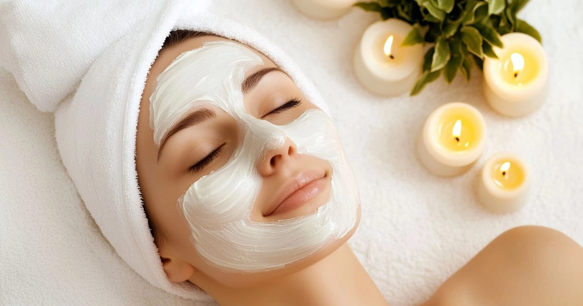 Performing a non-invasive treatment near a womans eyes, symbolizing the professional eye mask treatment.