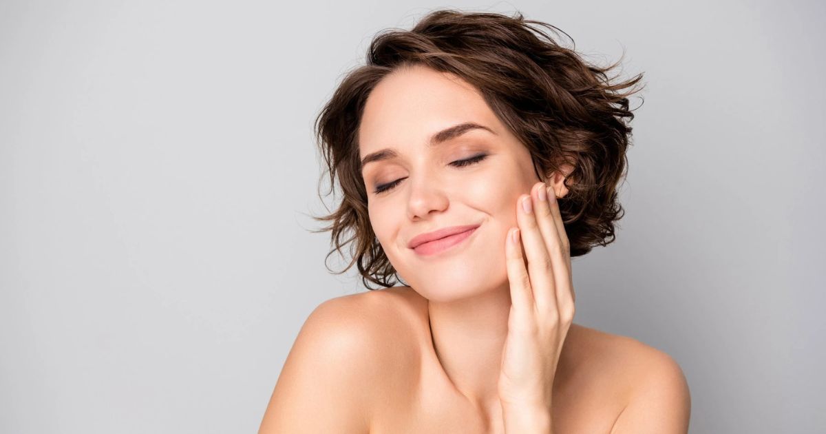 Glowing healthy skin on smiling person