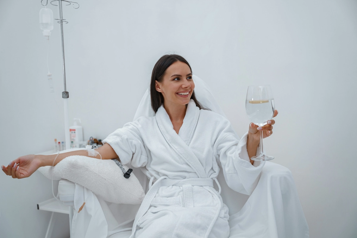 Woman Receiving IV Vitamin Therapy at Natural Beauty Aesthetics